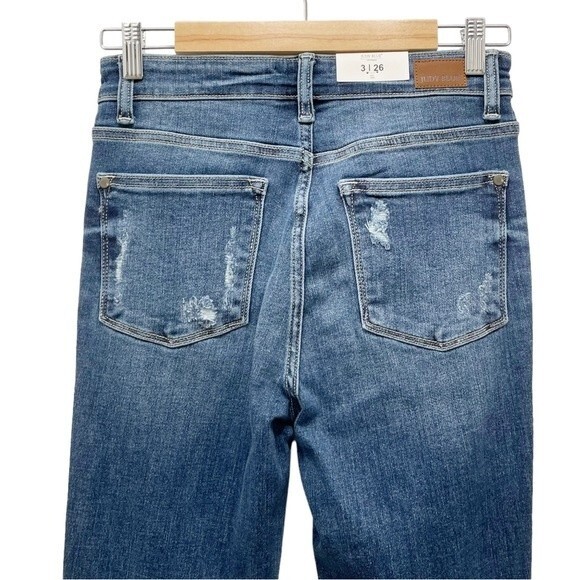 NWT Judy Blue Jeans Judith Button Fly Dark Wash Trouser Flare Size 26 | 2/3 NEW - Picture 7 of 14